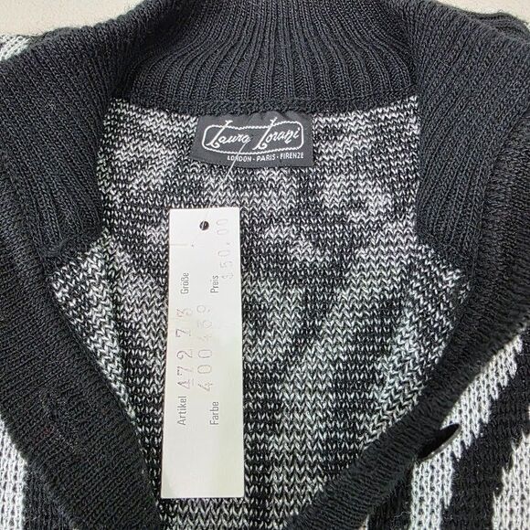Laura Lorani Sweater Black White Geometric Print Wool Blend Long Sleeve No Size - Picture 6 of 10